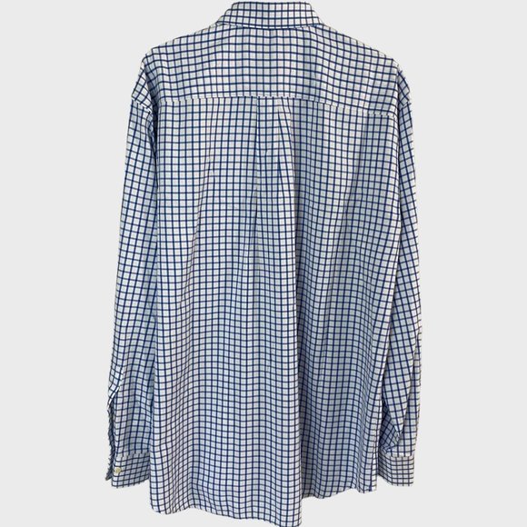 Peter Millar Dress Shirt Mens Large Blue Check Twill Button Down Long Sleeve - Picture 3 of 11